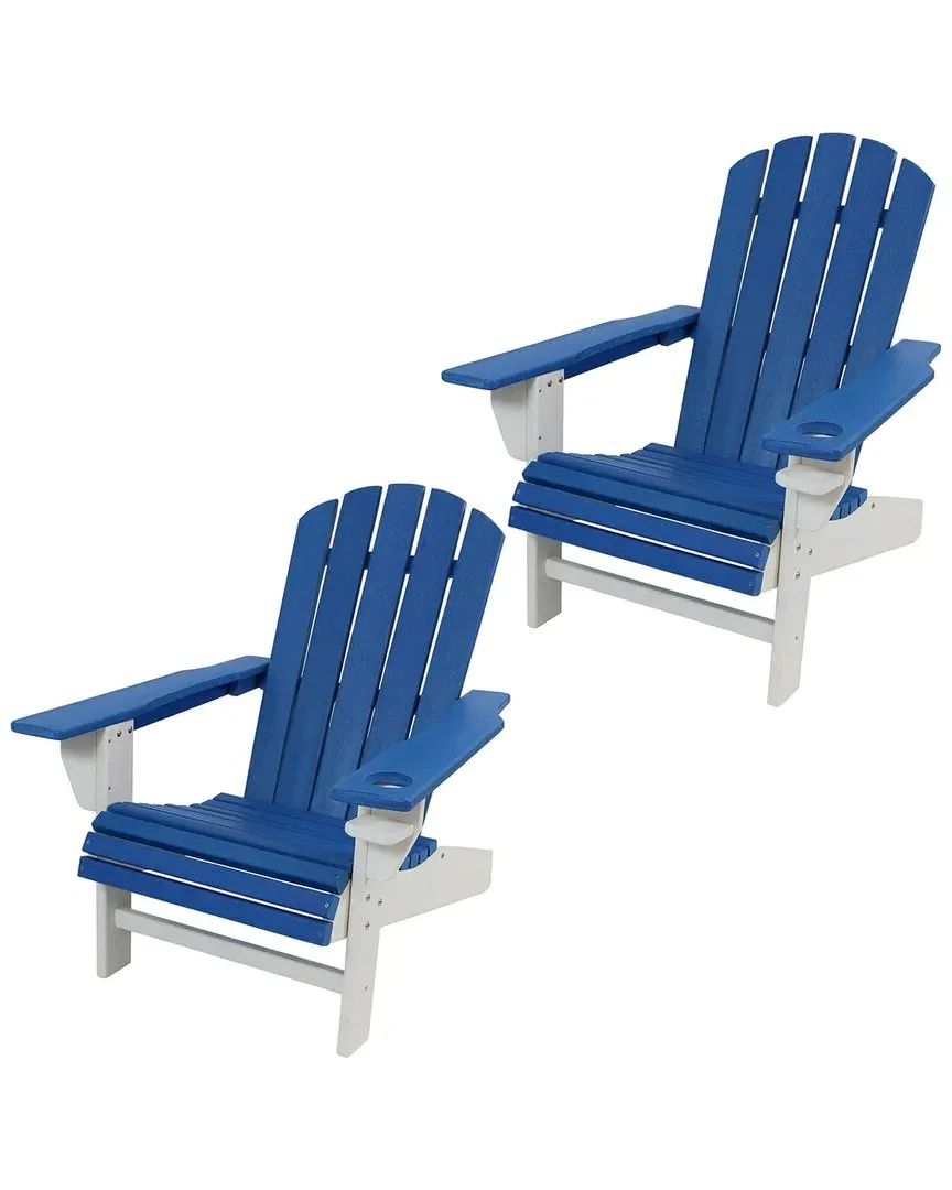All-Weather Adirondack Chair with Drink Holder - Blue, HDPE