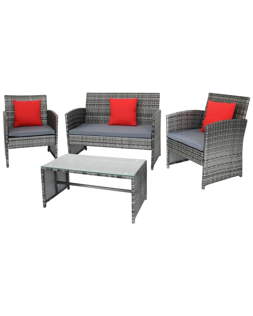 Ardfield 4-Piece Patio Conversation Set - Grey, Polyrattan