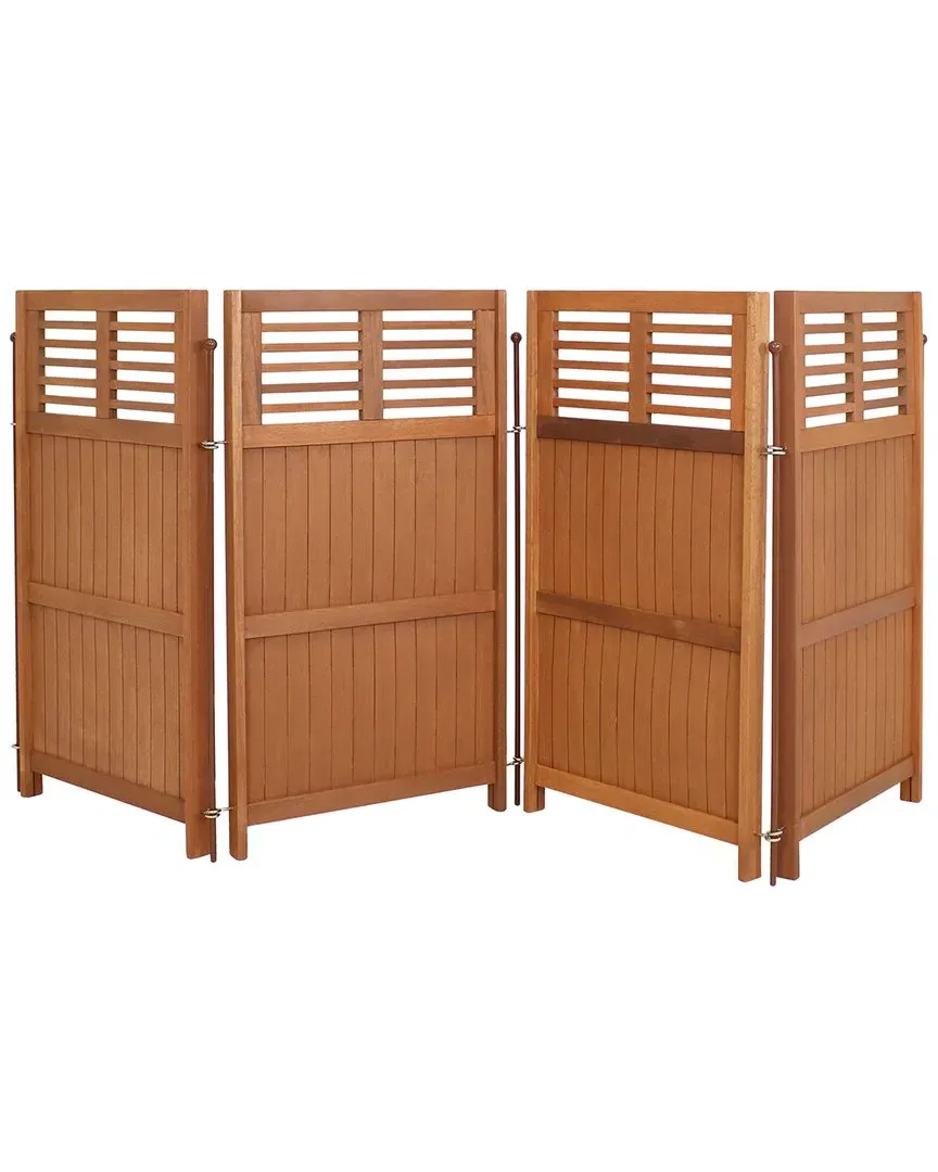 Folding Outdoor Wood Privacy Screen - Brown, Meranti image