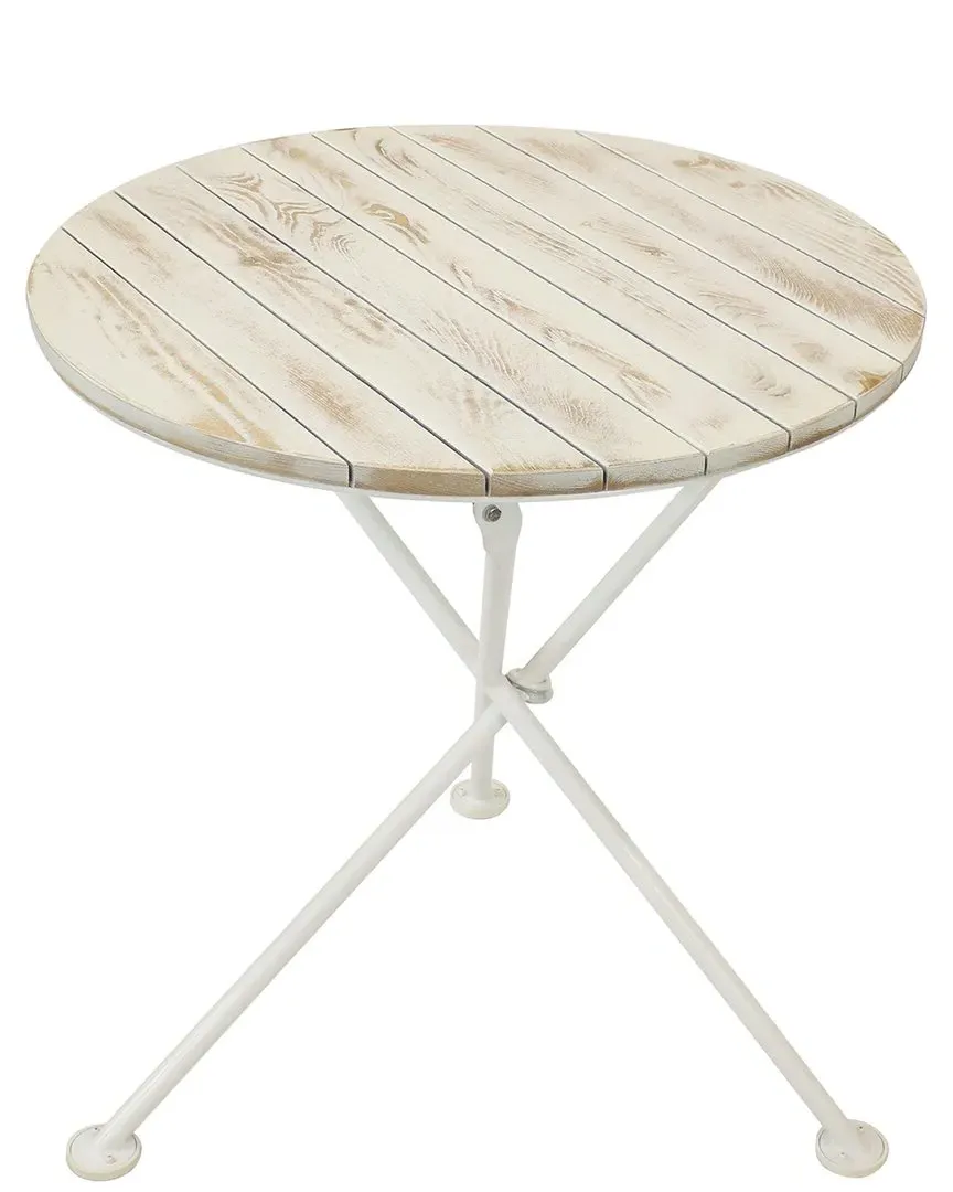 French Country European Chestnut Round Bistro Table - White image