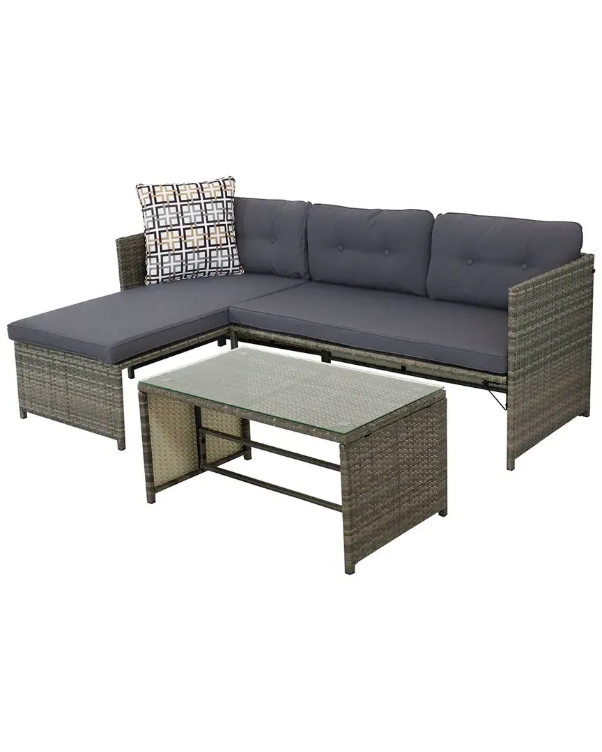 Longford Patio Sectional Sofa Set - Brown, Resin Rattan image