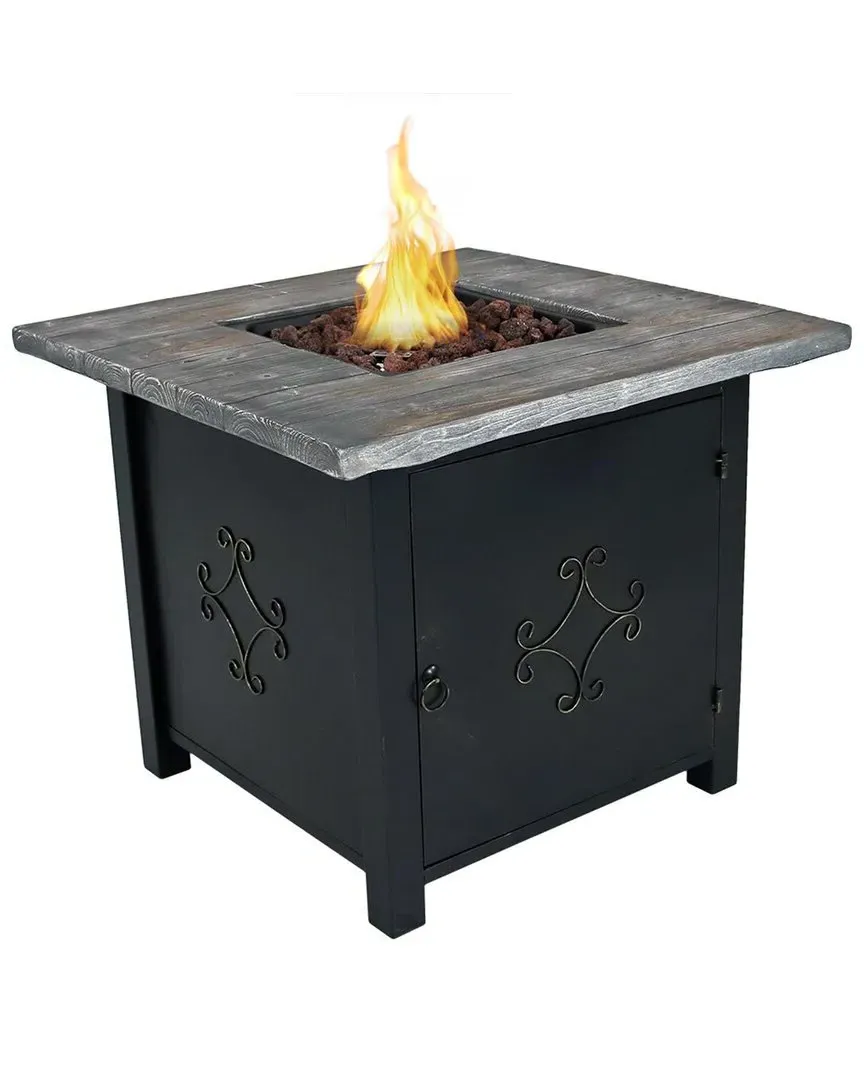 Square Propane Gas Fire Pit Table with Cover - Brown image