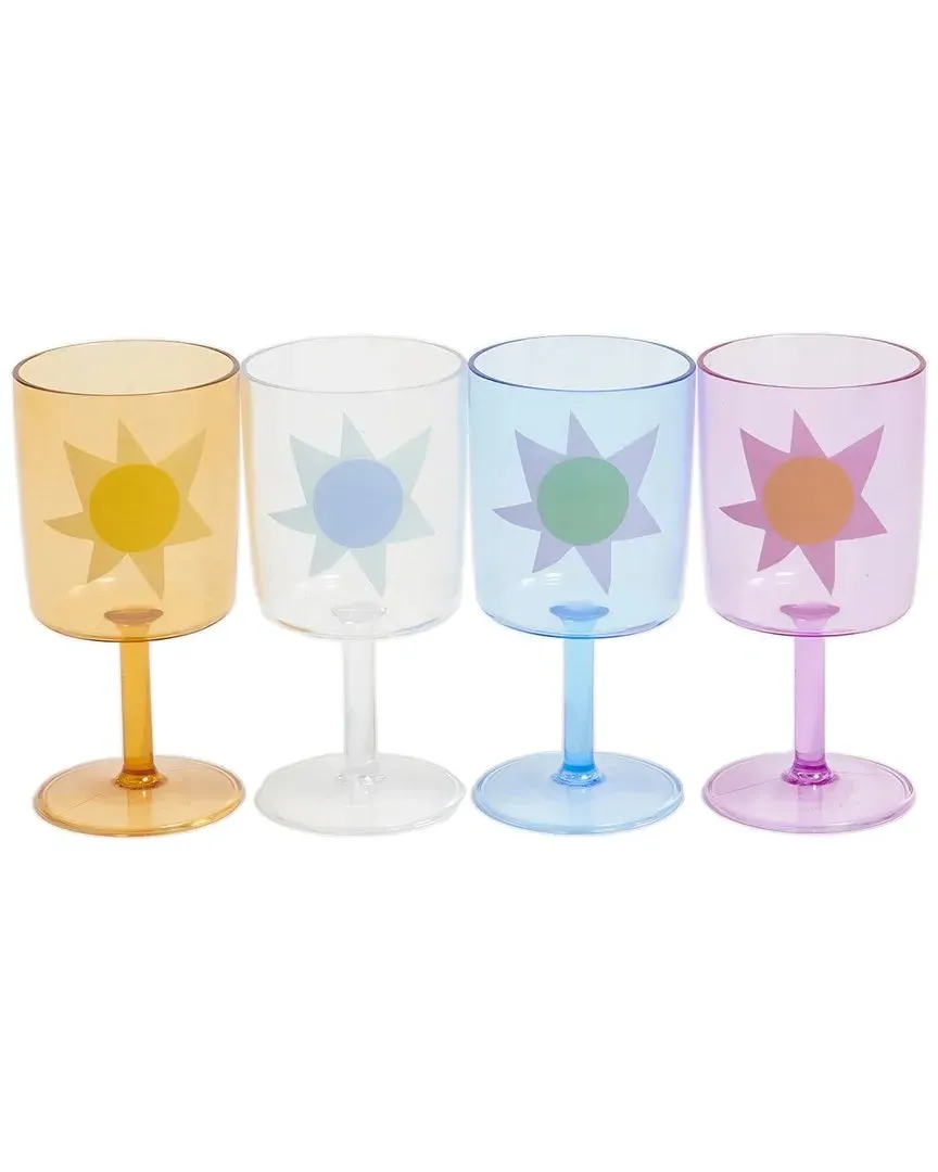 Set of 4 Poolside Wine Glasses - Multicolor, Plastic image