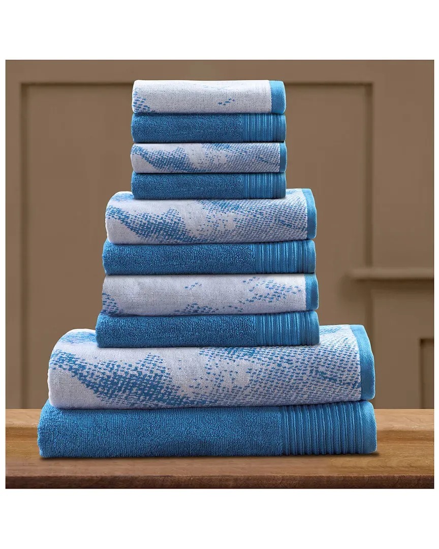 10-Piece Cotton Towel Set - Blue Marble image