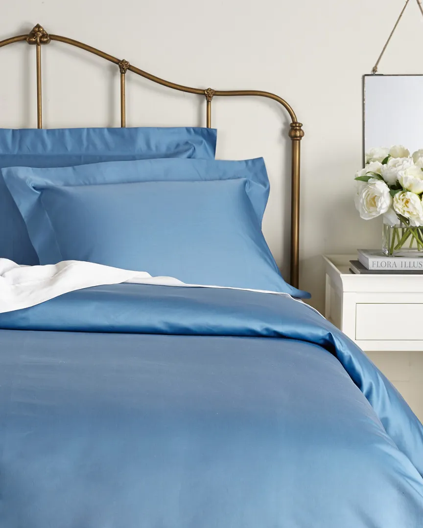 1000 Thread Count Duvet Cover Set - Medium Blue, Egyptian Cotton