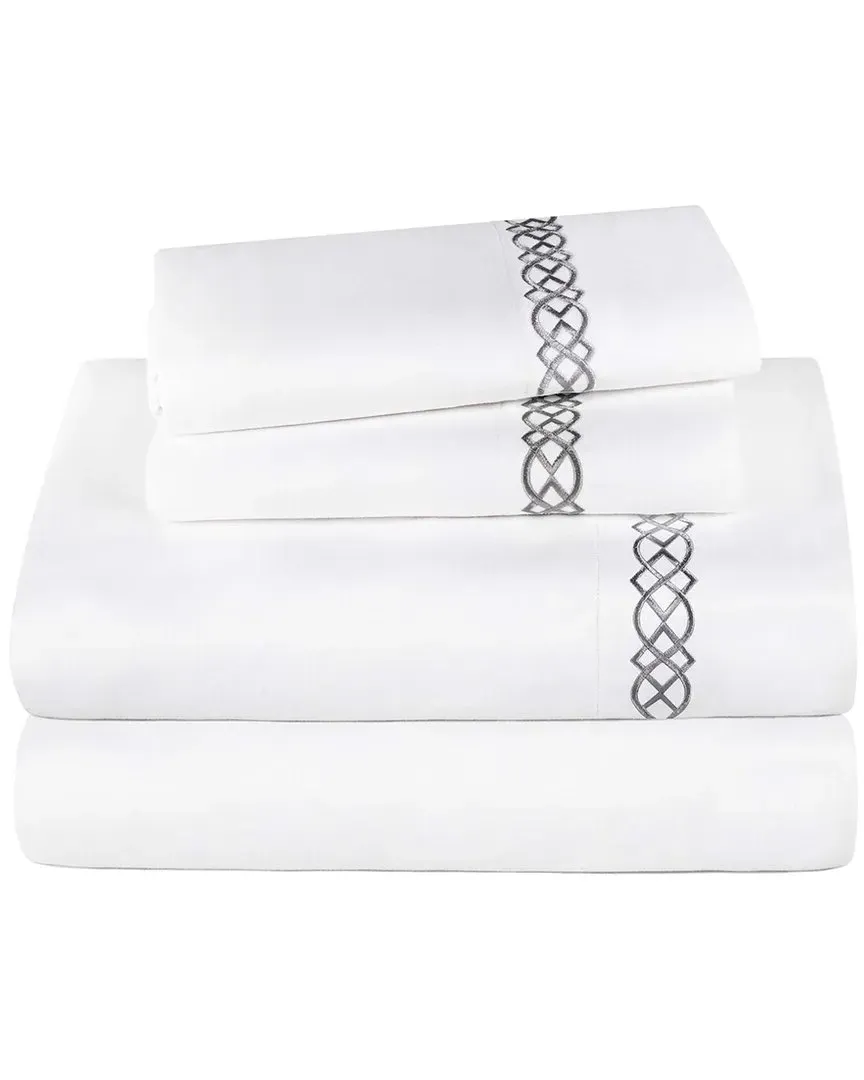1000tc Egyptian Cotton Embroidered Bed Sheet Set - Charcoal image