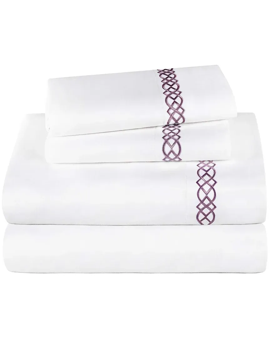 1000tc Egyptian Cotton Embroidered Bed Sheet Set - White