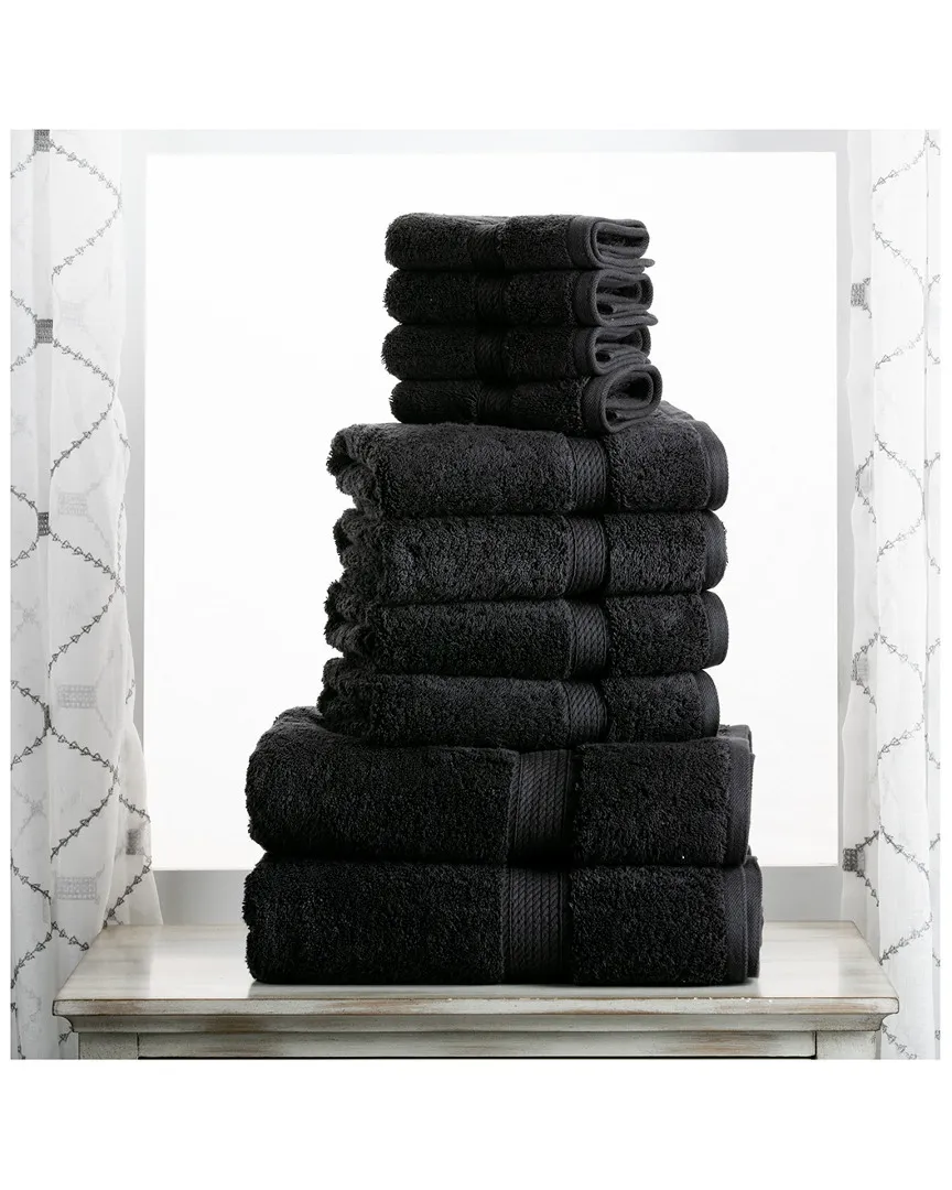 10pc Ultra Plush Egyptian Cotton Towel Set - Black