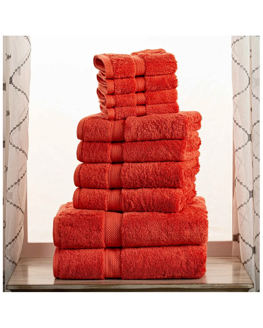 10pc Ultra Plush Egyptian Cotton Towel Set - Coral