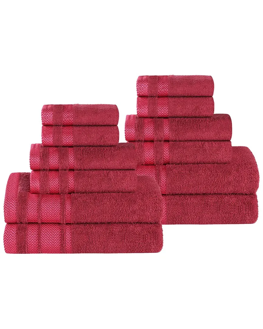 12-Piece Zero Twist Cotton Towel Set - Cranberry