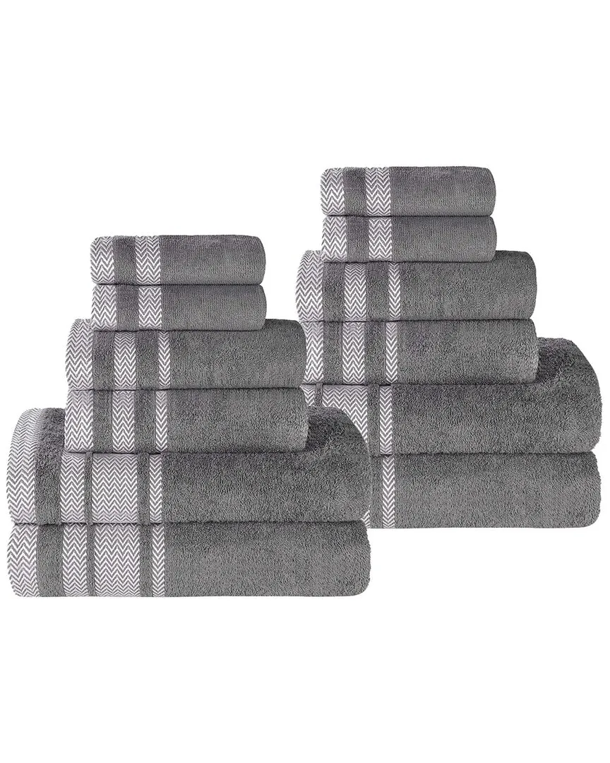12-Piece Zero Twist Cotton Towel Set - Grey