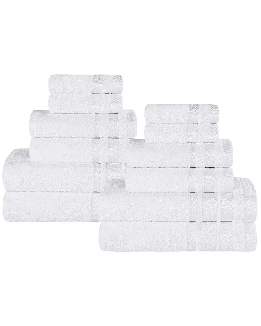 12-Piece Zero Twist Cotton Towel Set - White