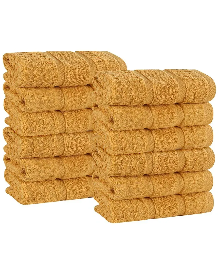 12-Piece Zero Twist Cotton Waffle Washcloth Set - Gold image