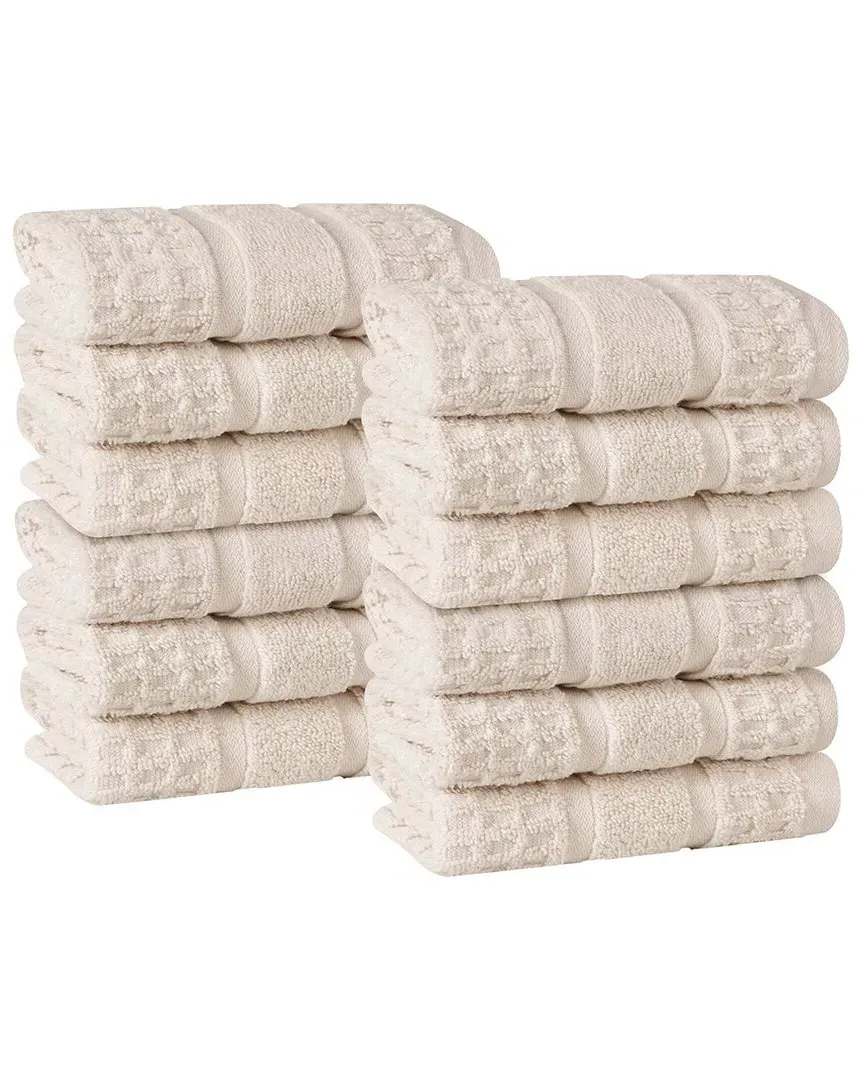 12-Piece Zero Twist Cotton Waffle Washcloth Set - Ivory