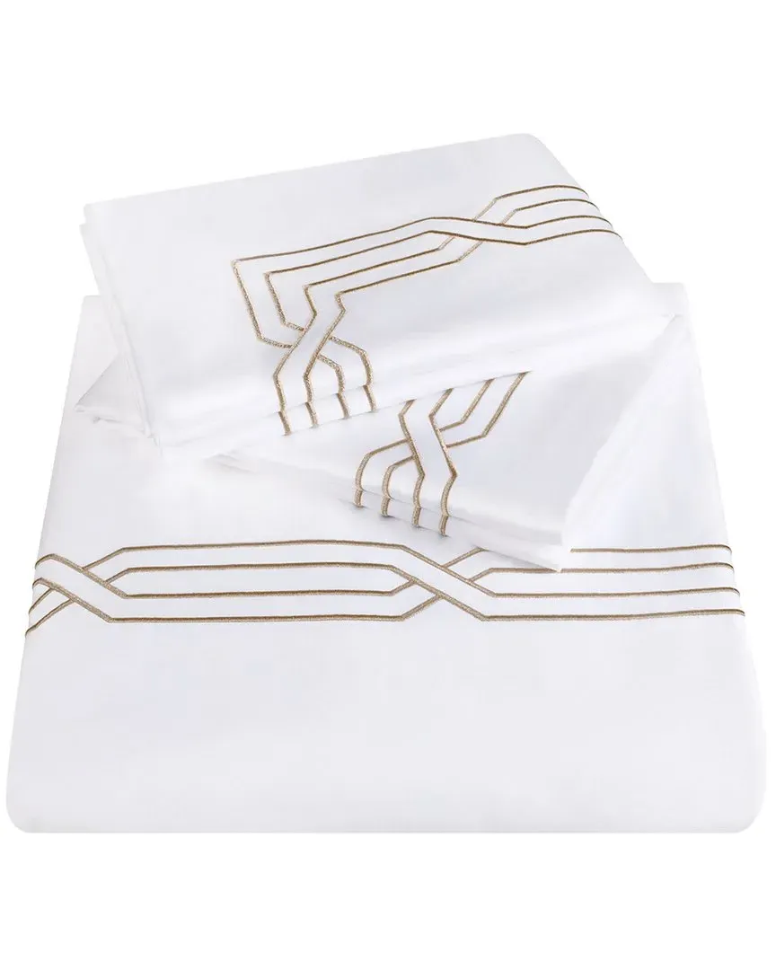 1200tc Egyptian Cotton Embroidered Duvet Cover Set - White image