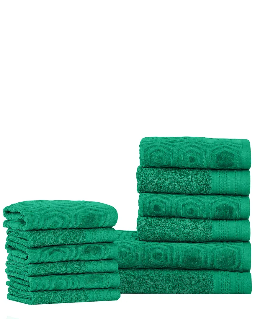 12pc Combed Cotton Towel Set - Green, Cotton image