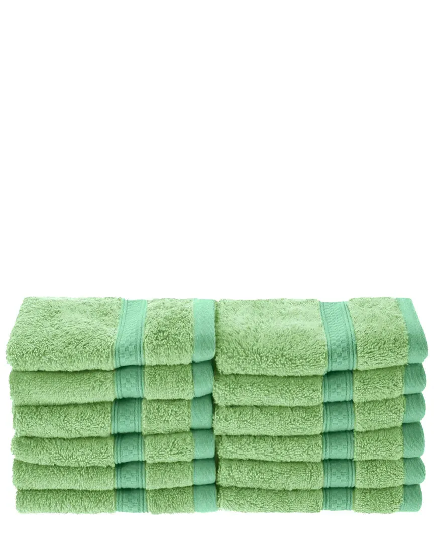 12pc Face Towel Set - Green, Bamboo image