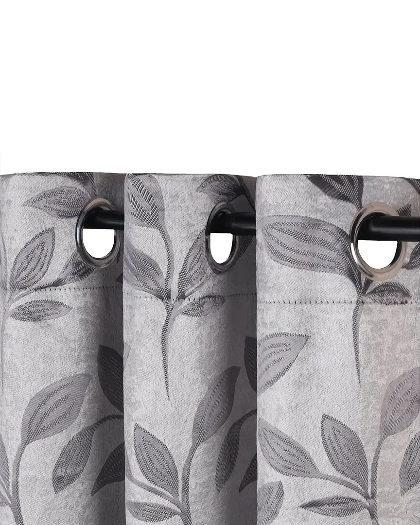 26x63 Leaves Bohemian Blackout 2pc Curtain Panel Set - Grey image