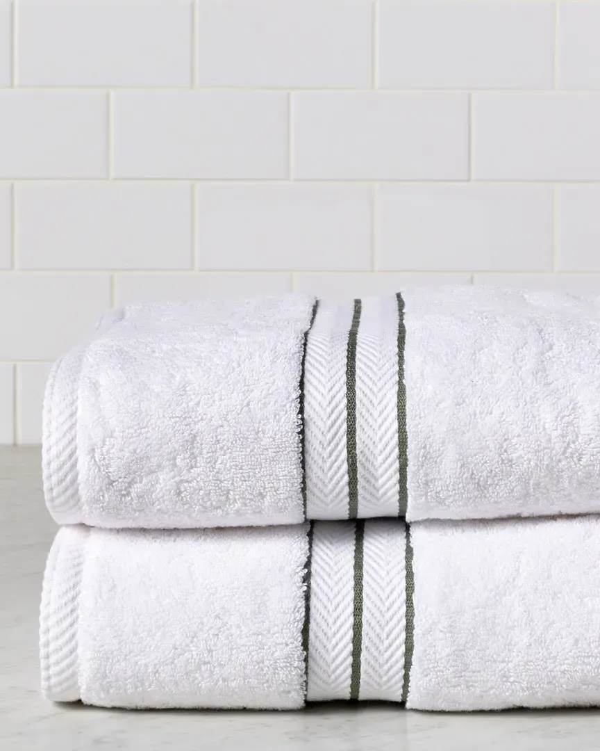 2pc Bath Turkish Cotton Towel Set - Forest Green