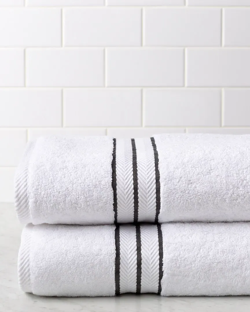 2pc Bath Turkish Cotton Towel Set - White