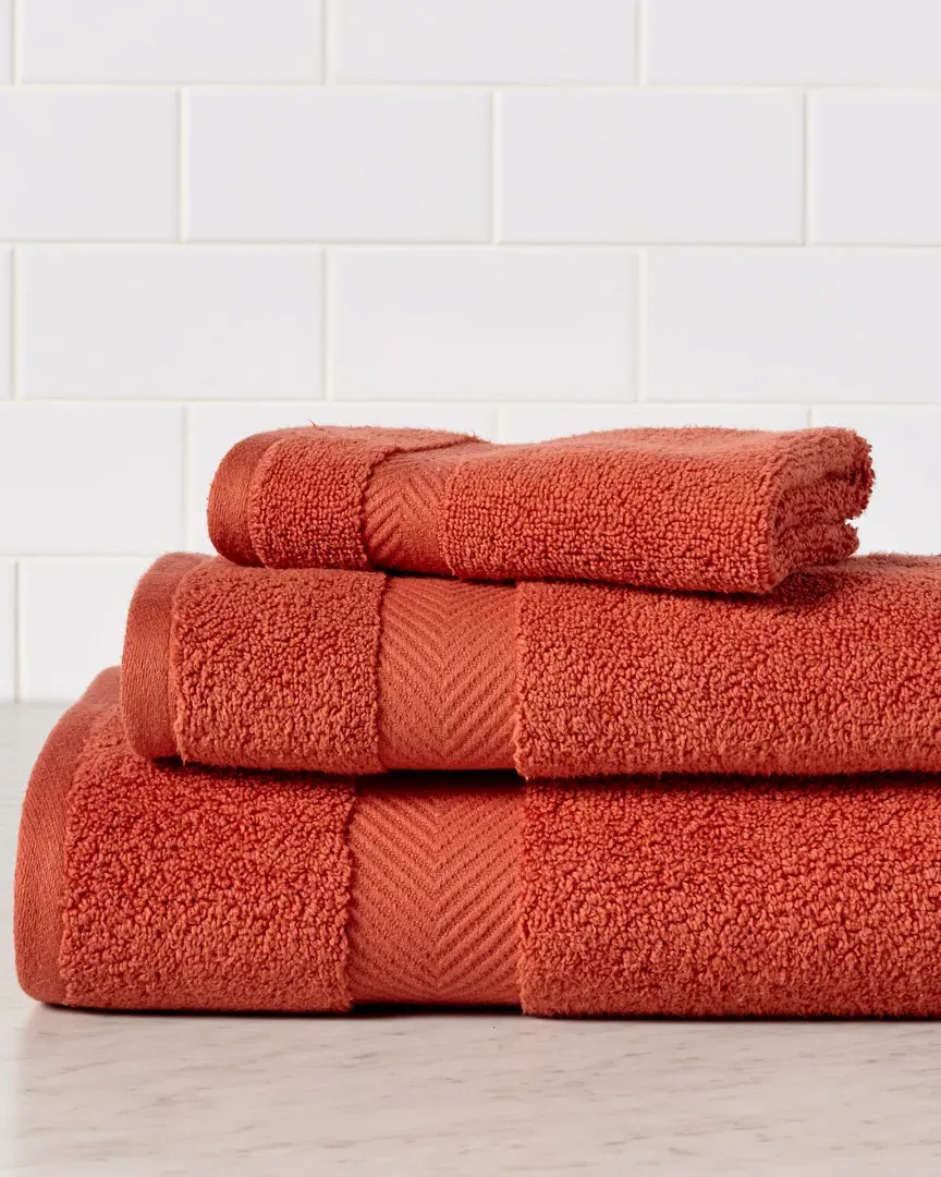 3-Piece Cotton Towel Set - Brick image