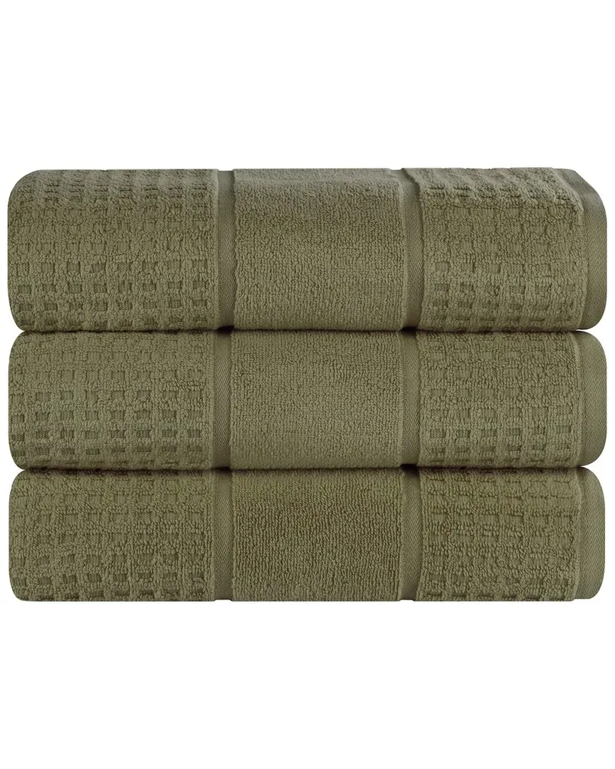 3-Piece Zero Twist Cotton Waffle Towel Set - Forest Green