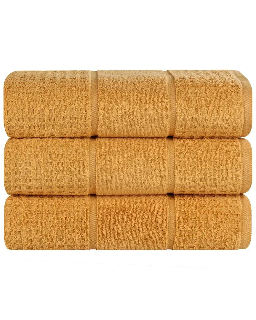 3-Piece Zero Twist Cotton Waffle Towel Set - Gold
