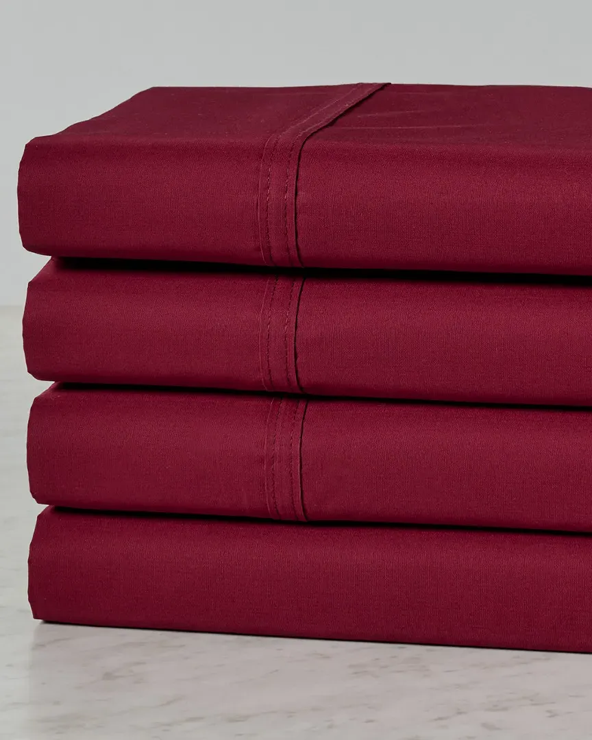 300 Thread Count Cotton Percale Deep Pocket Sheet Set - Burgundy