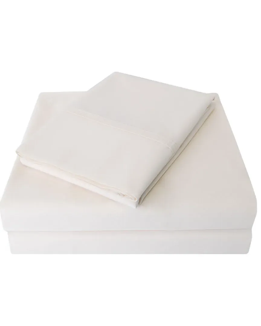 300 Thread Count Cotton Percale Deep Pocket Sheet Set - Ivory