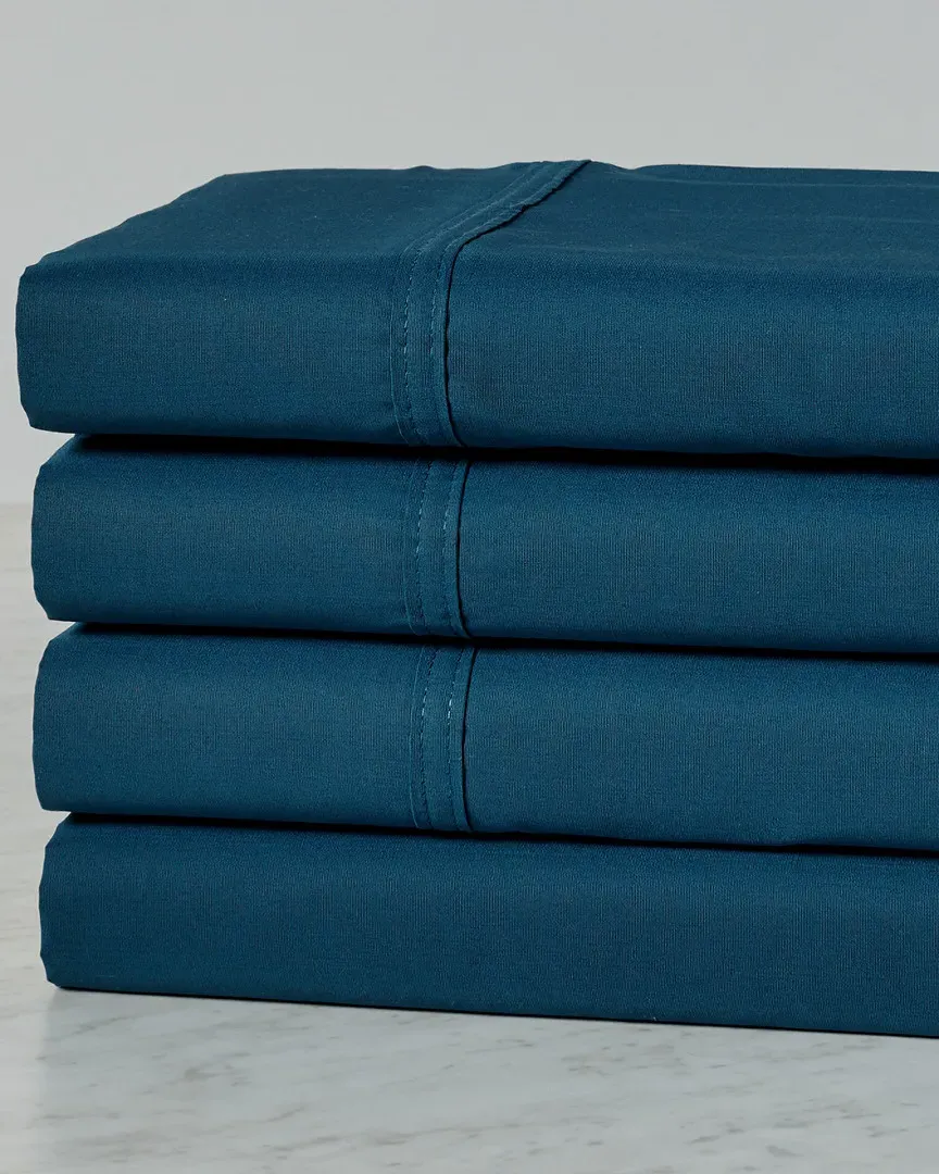 300 Thread Count Cotton Percale Deep Pocket Sheet Set - Navy Blue
