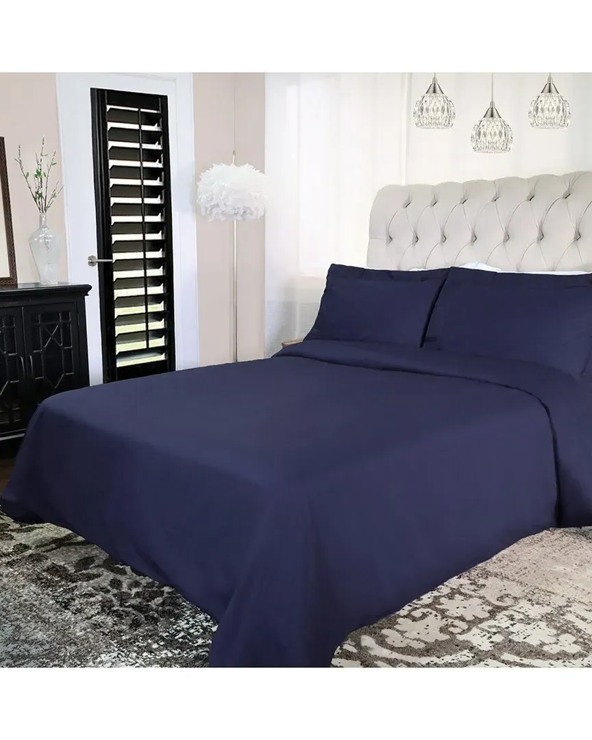 300 Thread Count Cotton Percale Duvet Cover Set - Blue
