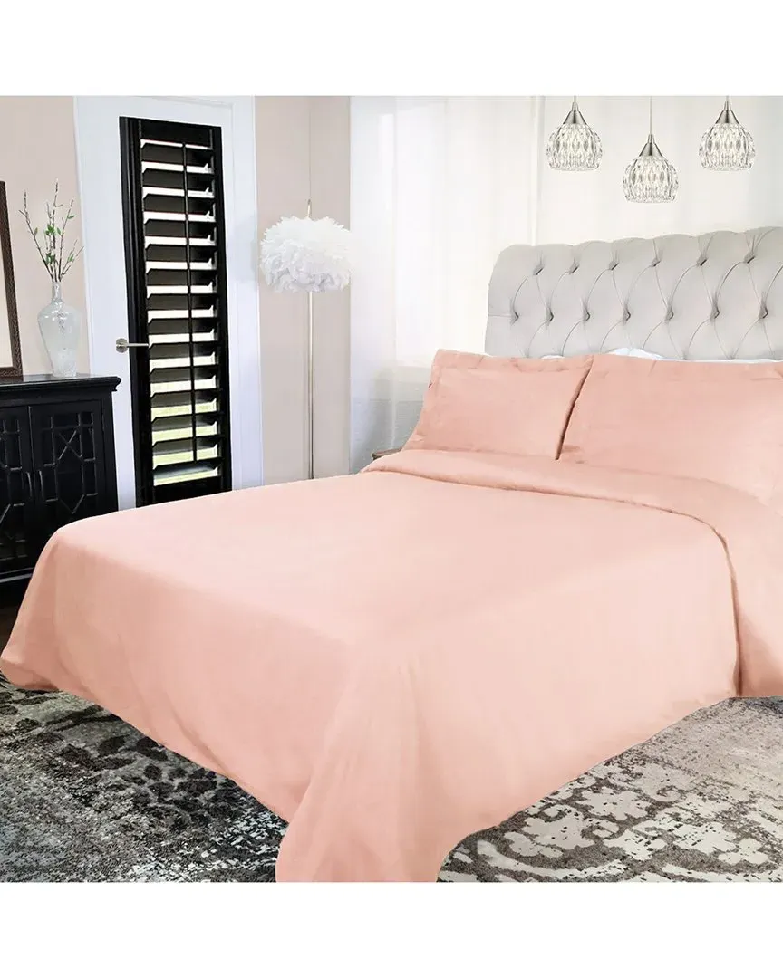 300 Thread Count Cotton Percale Duvet Cover Set - Blush