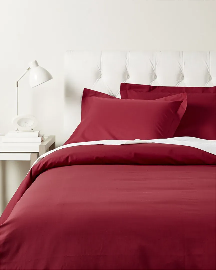 300 Thread Count Cotton Percale Duvet Cover Set - Burgundy