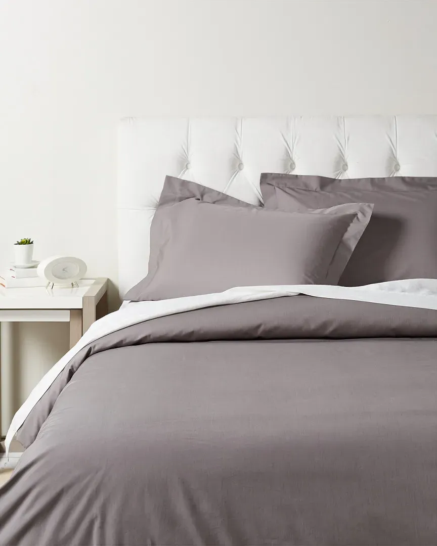 300 Thread Count Cotton Percale Duvet Cover Set - Grey