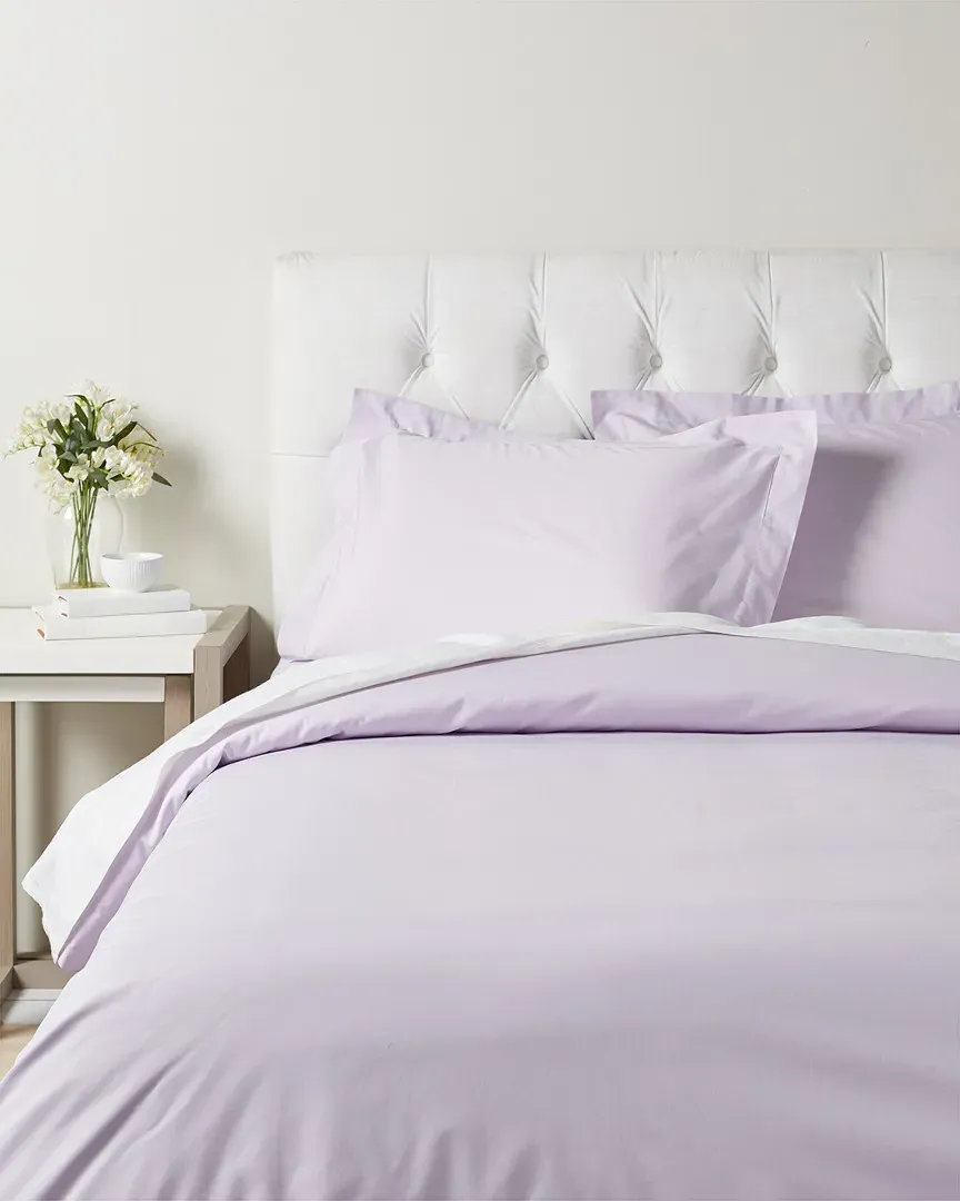 300 Thread Count Cotton Percale Duvet Cover Set - Lilac