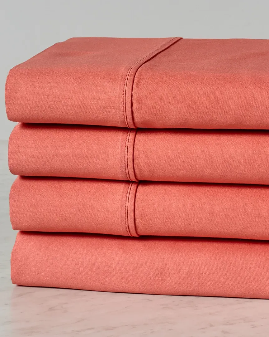 300 Thread Count Egyptian Cotton Deep Pocket Sheet Set - Coral