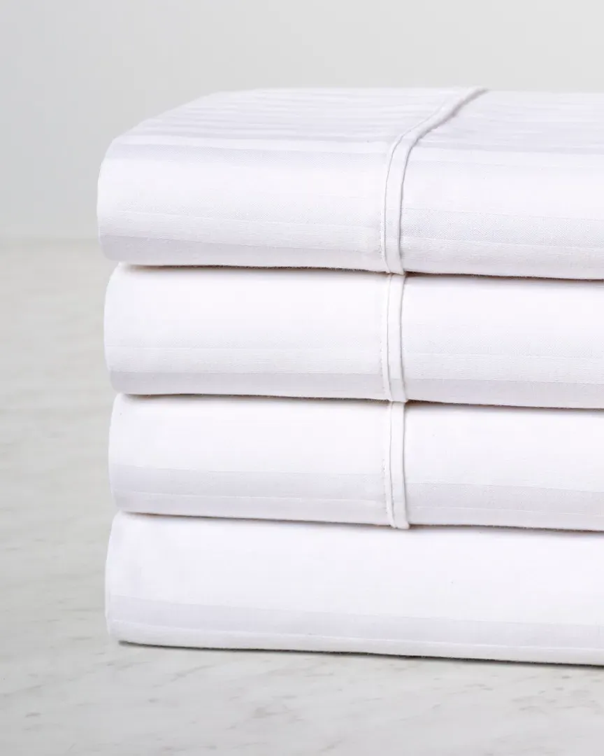 300TC Stripe Sheet Set - White, Egyptian Cotton