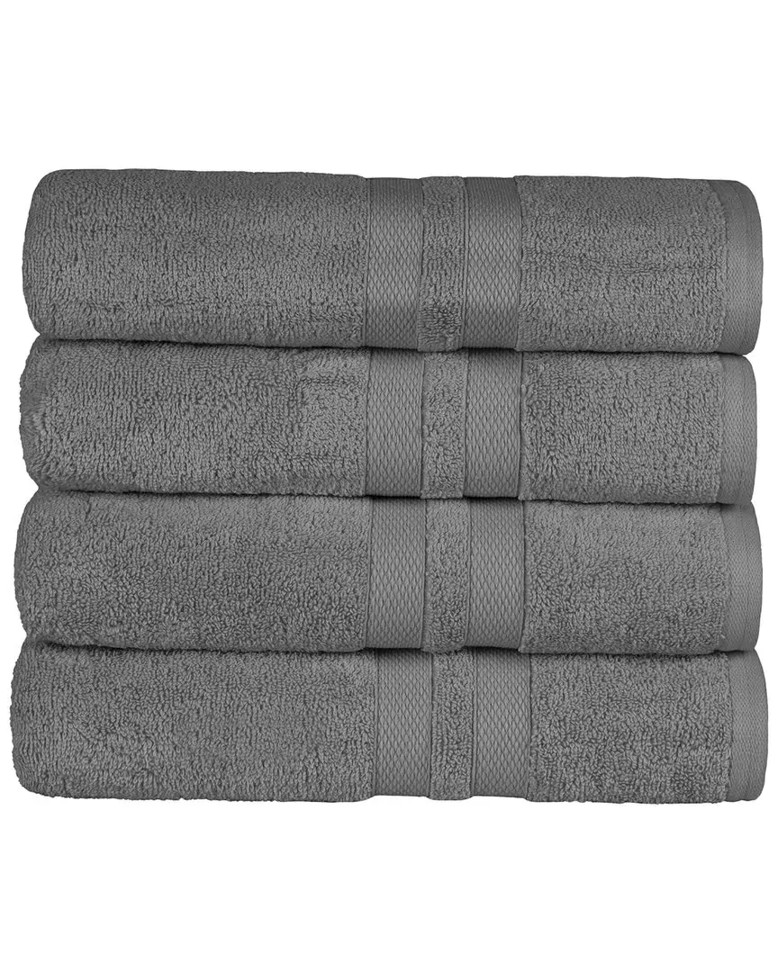 4-Piece Bath Towel Set Quick-Drying - Charcoal, Cotton