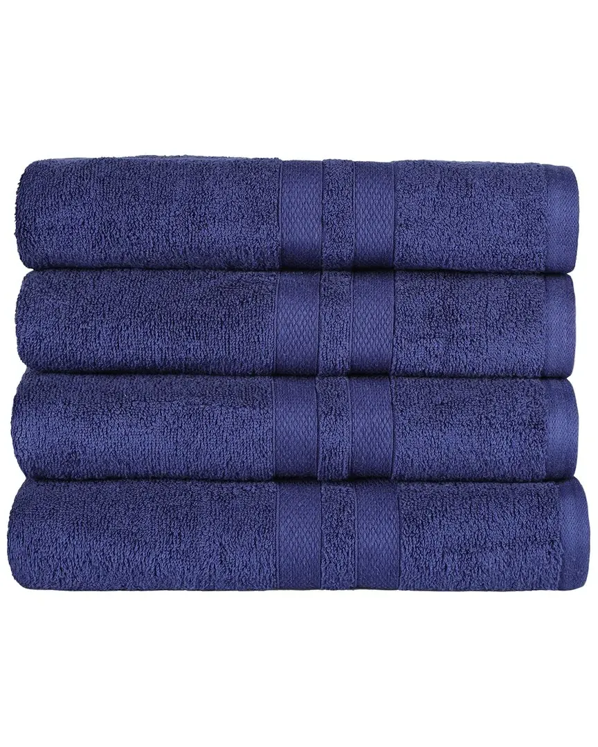 4-Piece Bath Towel Set Quick-Drying - Navy, Cotton