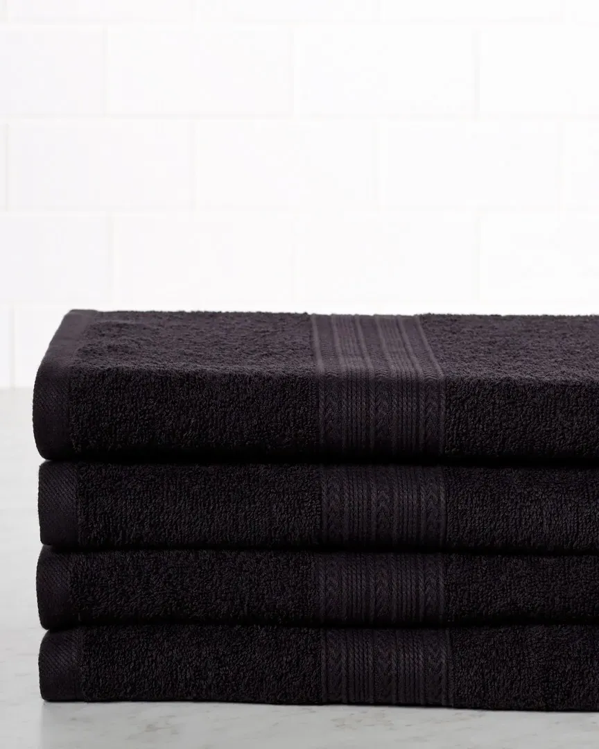 4pc Bath Towel Set - Black, Cotton image