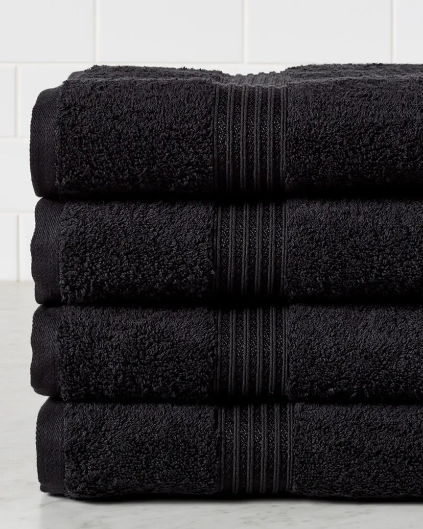 4pc Bath Towel Set - Black, Egyptian Cotton