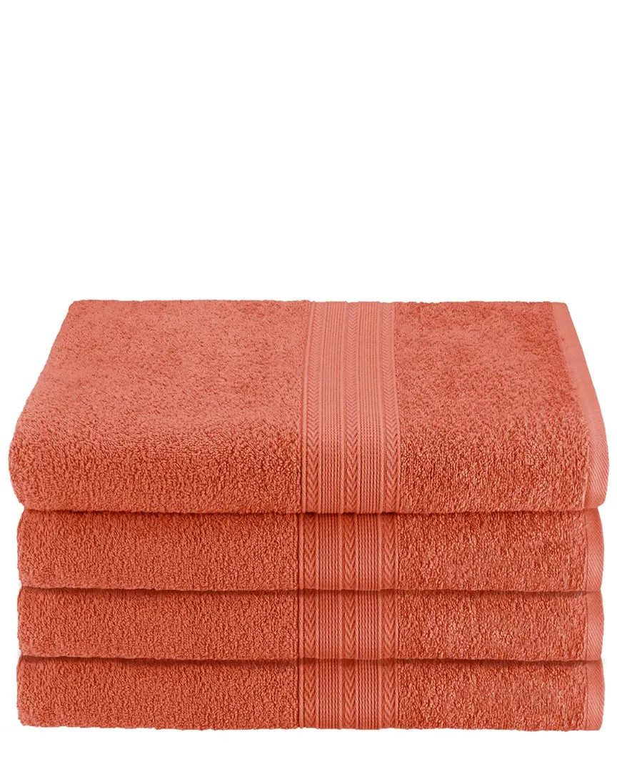 4pc Bath Towel Set - Coral, Cotton