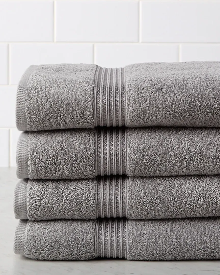4pc Bath Towel Set - Silver, Egyptian Cotton
