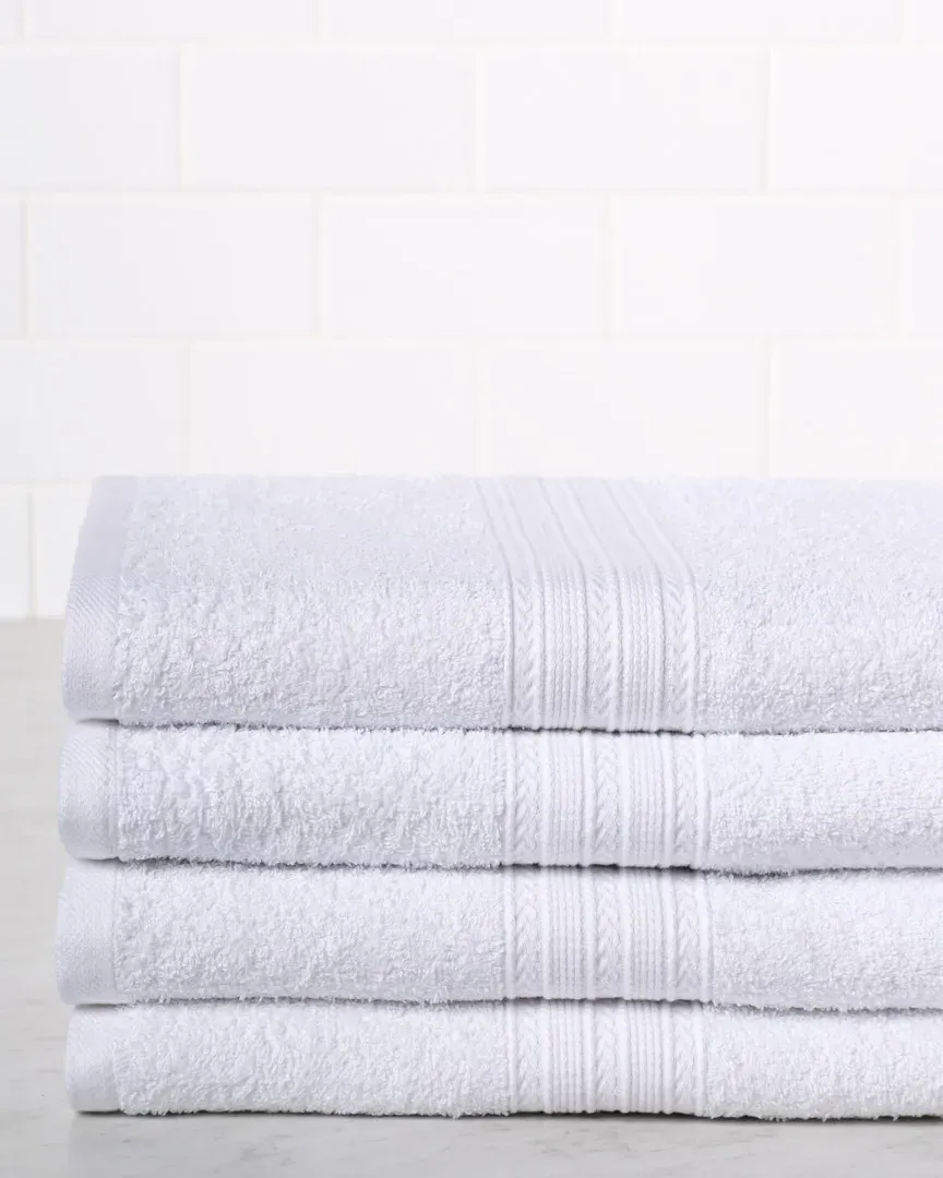 4pc Bath Towel Set - White, Cotton