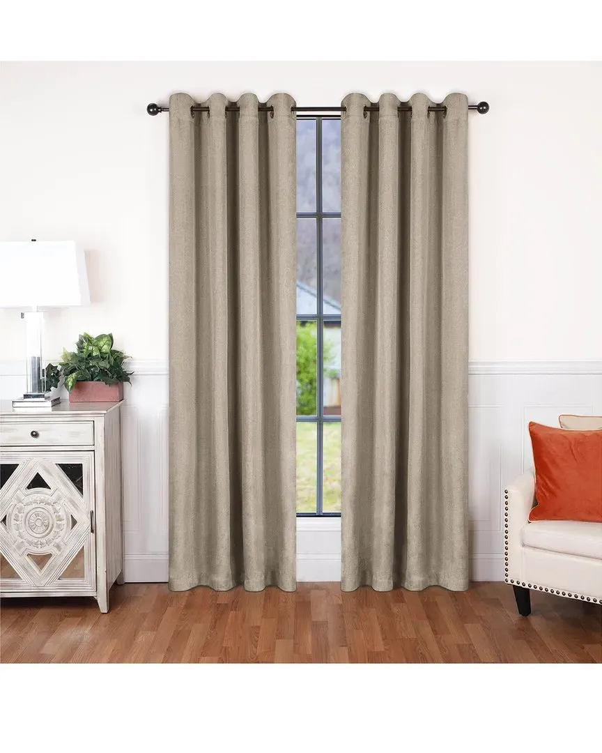 52x96 Linen-Inspired Blackout 2pc Curtain Panel Set - Brown