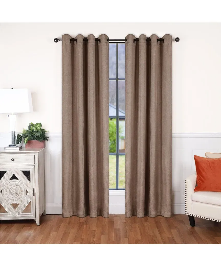 52x96 Linen-Inspired Blackout 2pc Curtain Panel Set - Brown