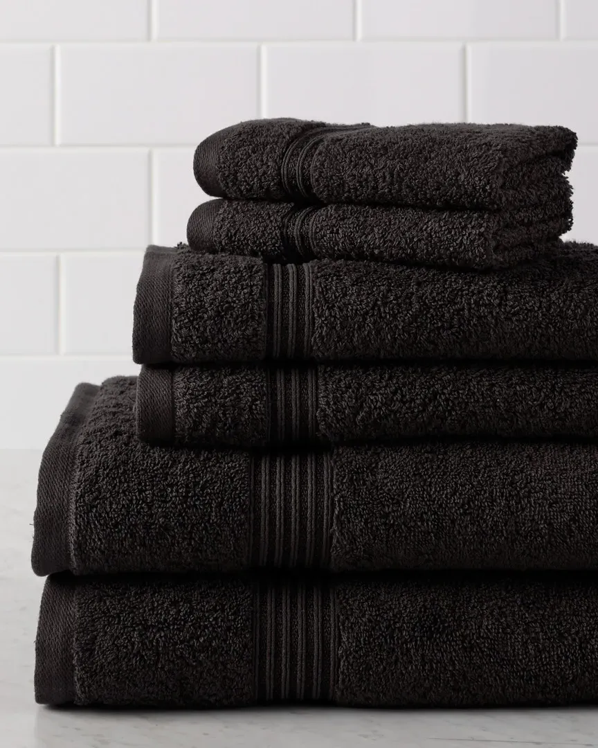 6-Piece Egyptian Cotton Towel Set - Black image