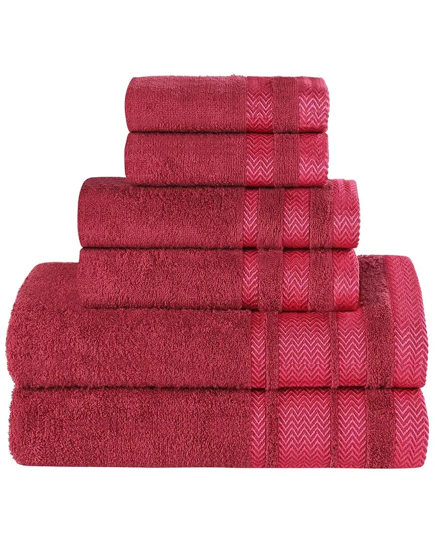 6-Piece Zero Twist Cotton Towel Set - Cranberry