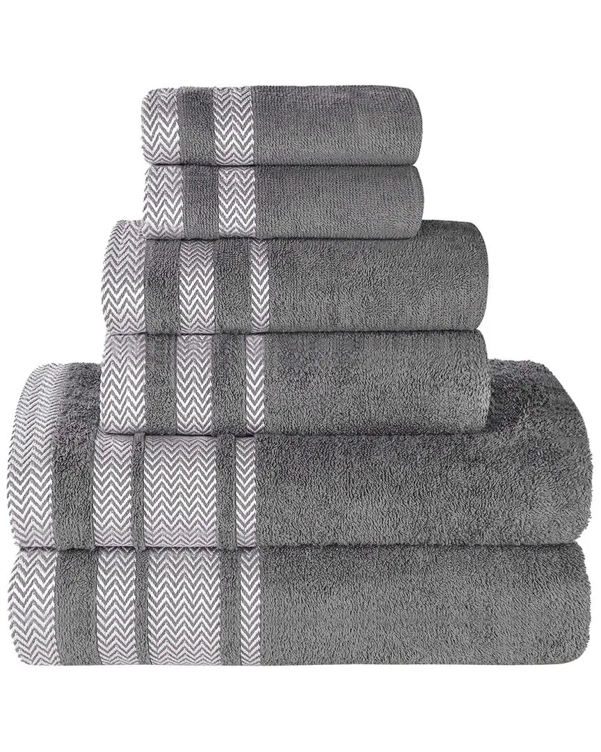 6-Piece Zero Twist Cotton Towel Set - Grey
