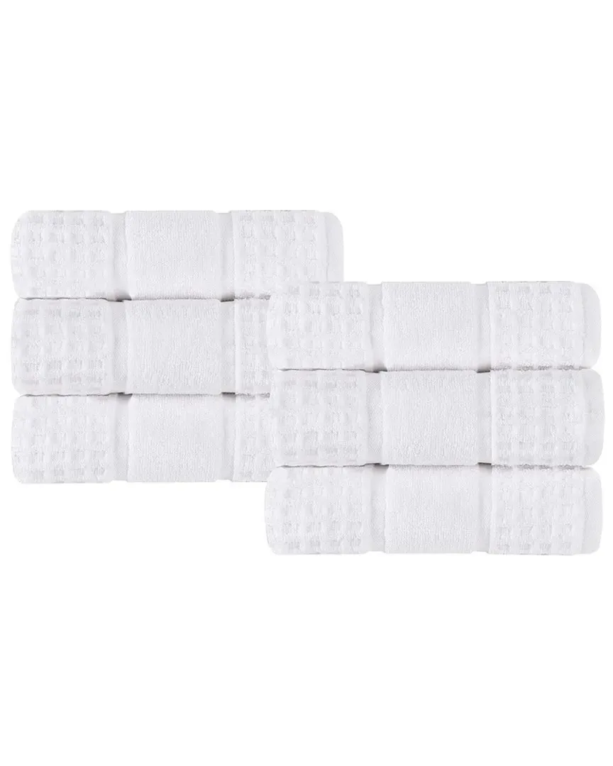 6-Piece Zero Twist Cotton Waffle Hand Towel Set - White